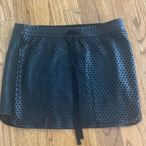 Bailey 44 Black Faux Leather Perforated Skirt - Picture 1 of 2